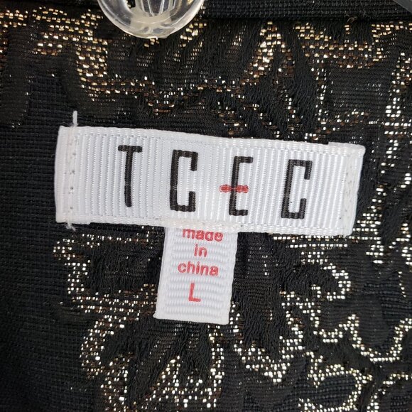 TCEC Women’s Metallic Floral Blazer Jacket Black Gold Size L - Picture 11 of 11